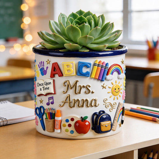Teacher Gifts - Personalized Teacher Ceramic Plant Pot