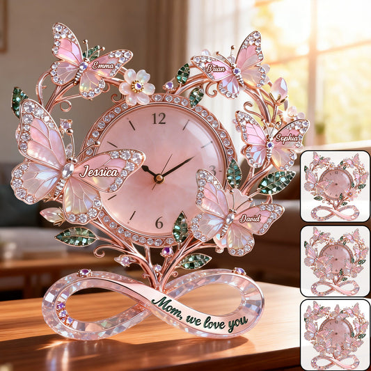 We Love You, Mom - Personalized Mother Desk Clock Plaque