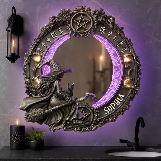 Practical Magic - Personalized Witch Wall Mirror With LED Light
