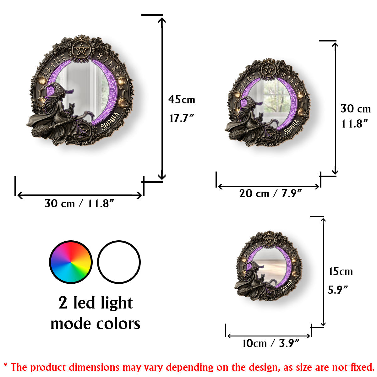 Practical Magic - Personalized Witch Wall Mirror With LED Light