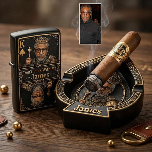 The King Of Spades - Personalized Real Men Catch-All Tray With Lighter