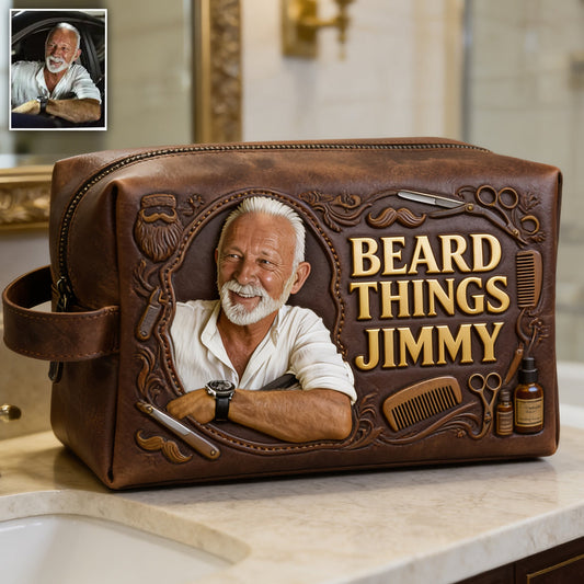 Travel Toiletry Bag, Multifunctional Organizer, Gift for Men - Personalized Real Men Leather Toiletry Bag