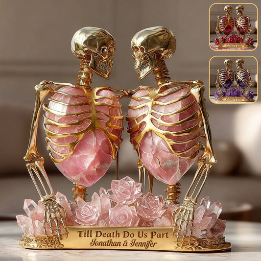 Quartz & Gold Skeleton, Till Death Do Us Part - Personalized Couple Custom Shaped Acrylic Plaque