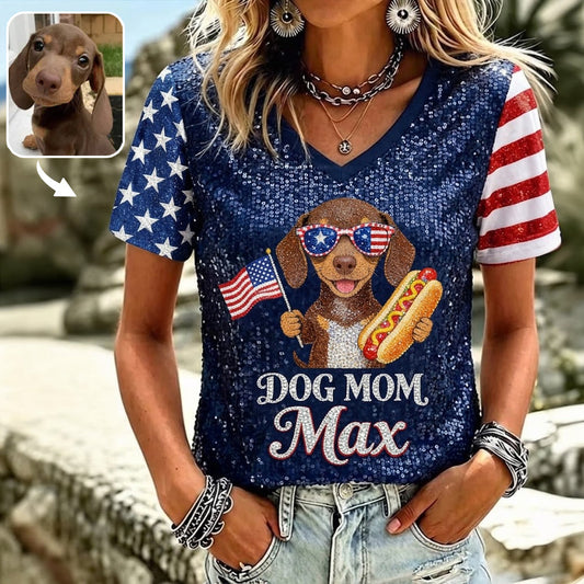 Patriotic Dog Owner - Personalized Dog Fully Printed V-Neck T-Shirt