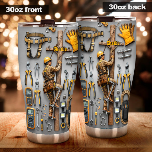 Strength Of The Line - Personalized Lineman Tumbler