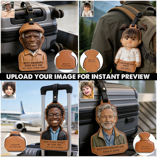 Never Far From Home - Personalized Father Luggage Tag