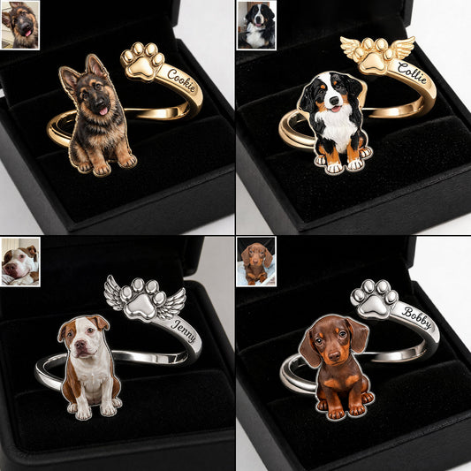 Pet Keepsake Gifts - Personalized Dog Adjustable Shaped Ring
