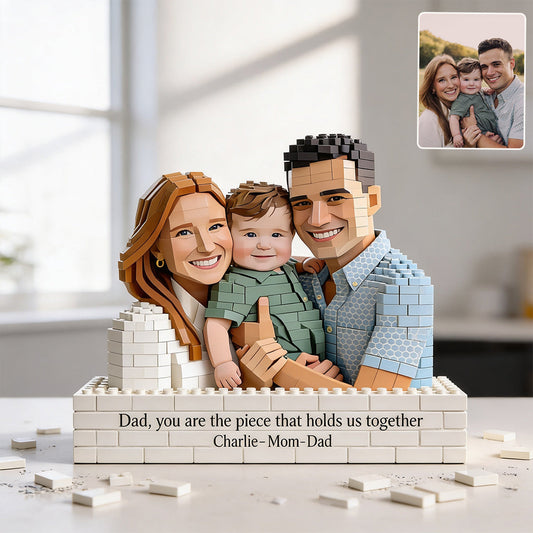 You Are The Piece That Holds Us Together - Personalized Father Shaped Building Blocks
