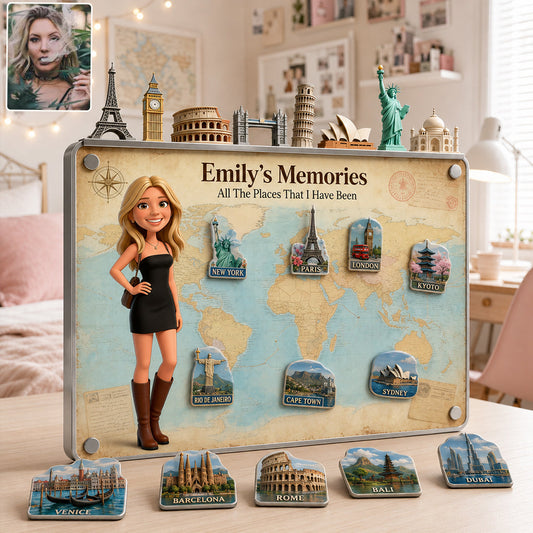 Travel Magnet Display Broad - Personalized Travelling 3D Printed Cut Metal Sign