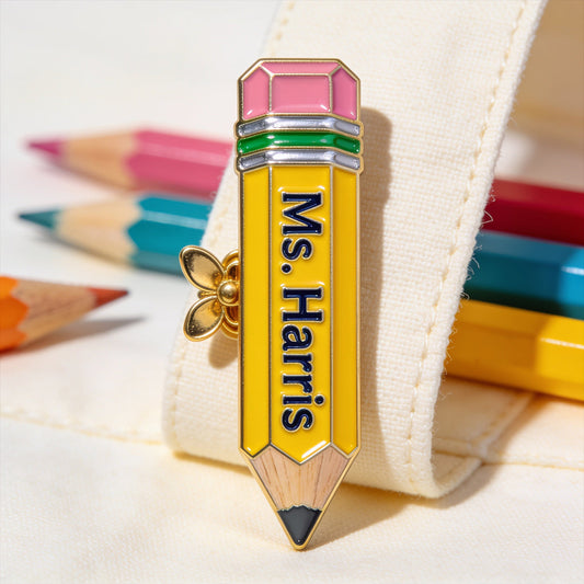 Pencil-Shaped Teacher Gift - Personalized Teacher 3D Embossed Enamel Pin