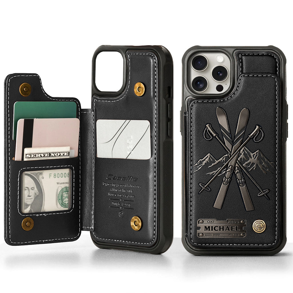 Love Skiing - Personalized Skiing Wallet Phone Case