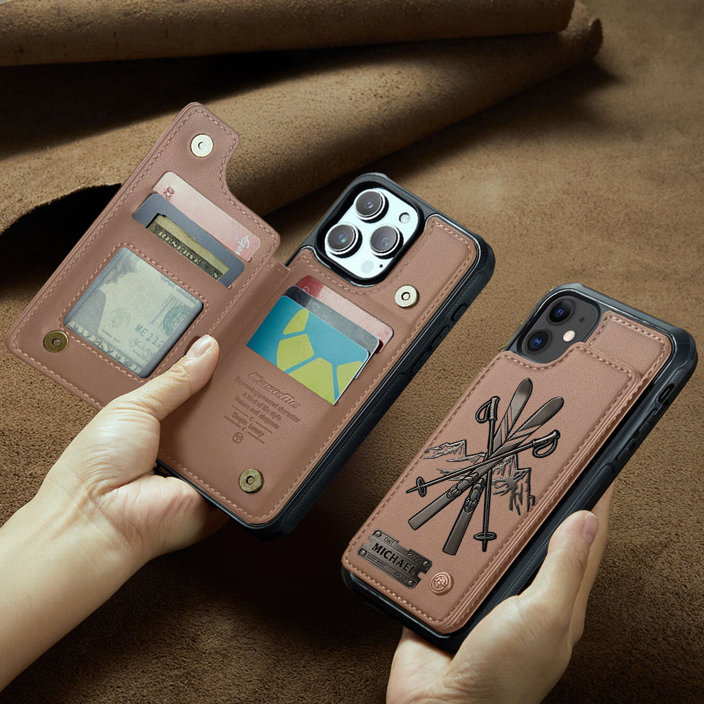 Love Skiing - Personalized Skiing Wallet Phone Case