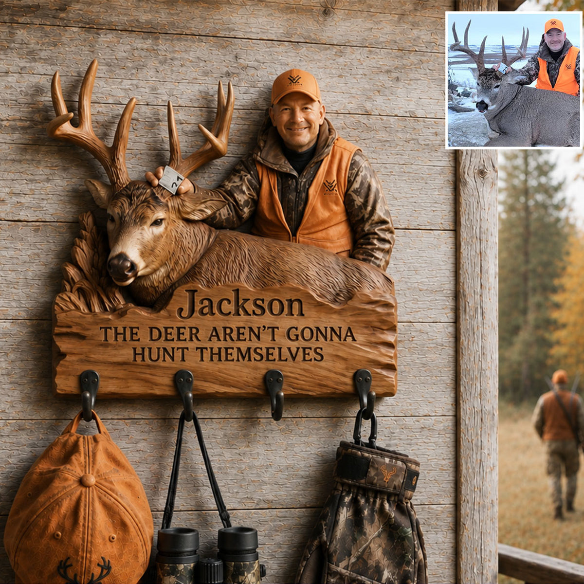 The Deer Aren't Gonna Hunt Themselves - Personalized Hunting Custom Shaped Hanging Rack