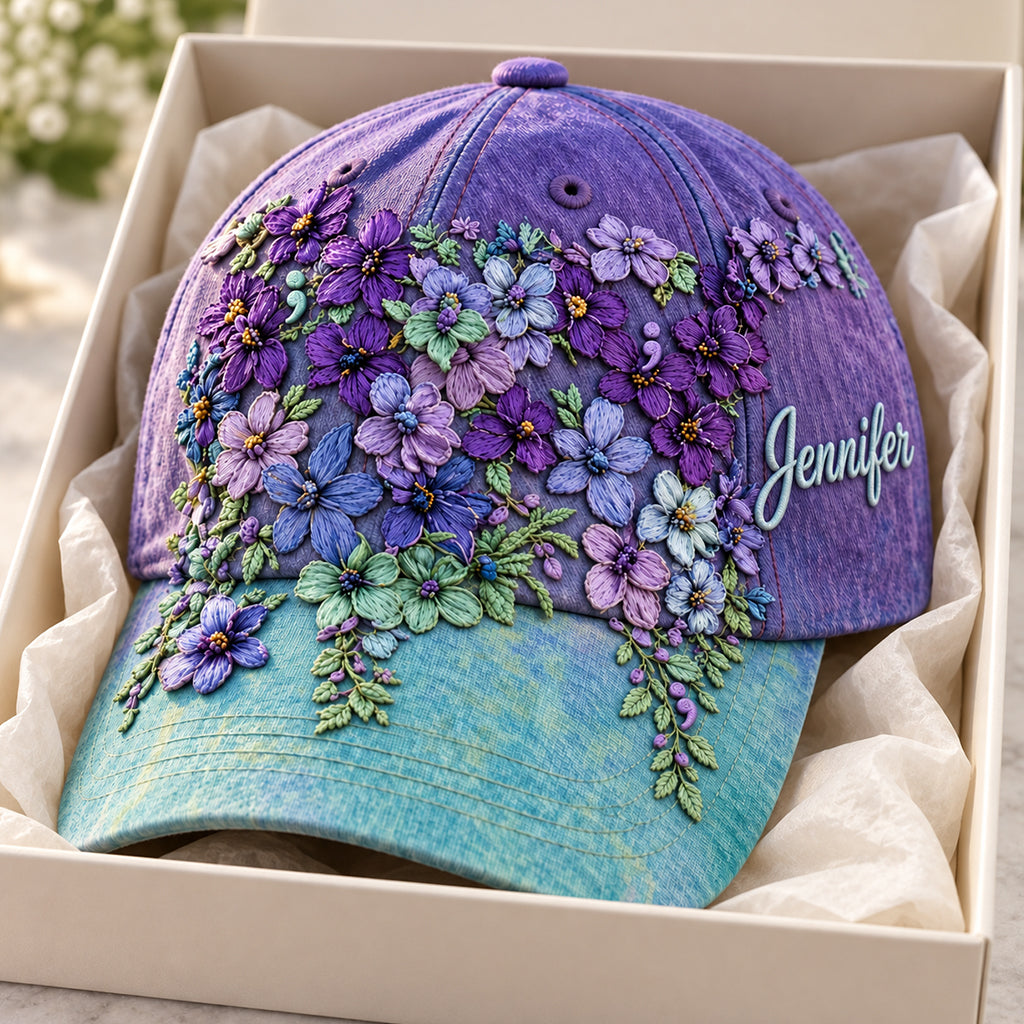You Matter Teal Purple Semicolon Floral - Personalized Suicide Prevention Classic Cap