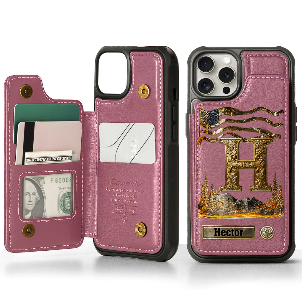 Name Initial Alphabet - Personalized Luxury Wallet Phone Case
