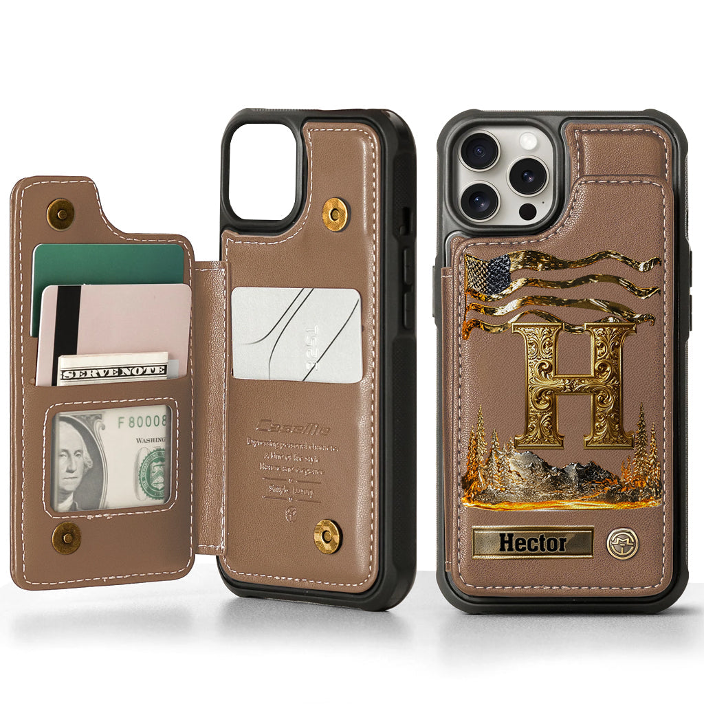 Name Initial Alphabet - Personalized Luxury Wallet Phone Case