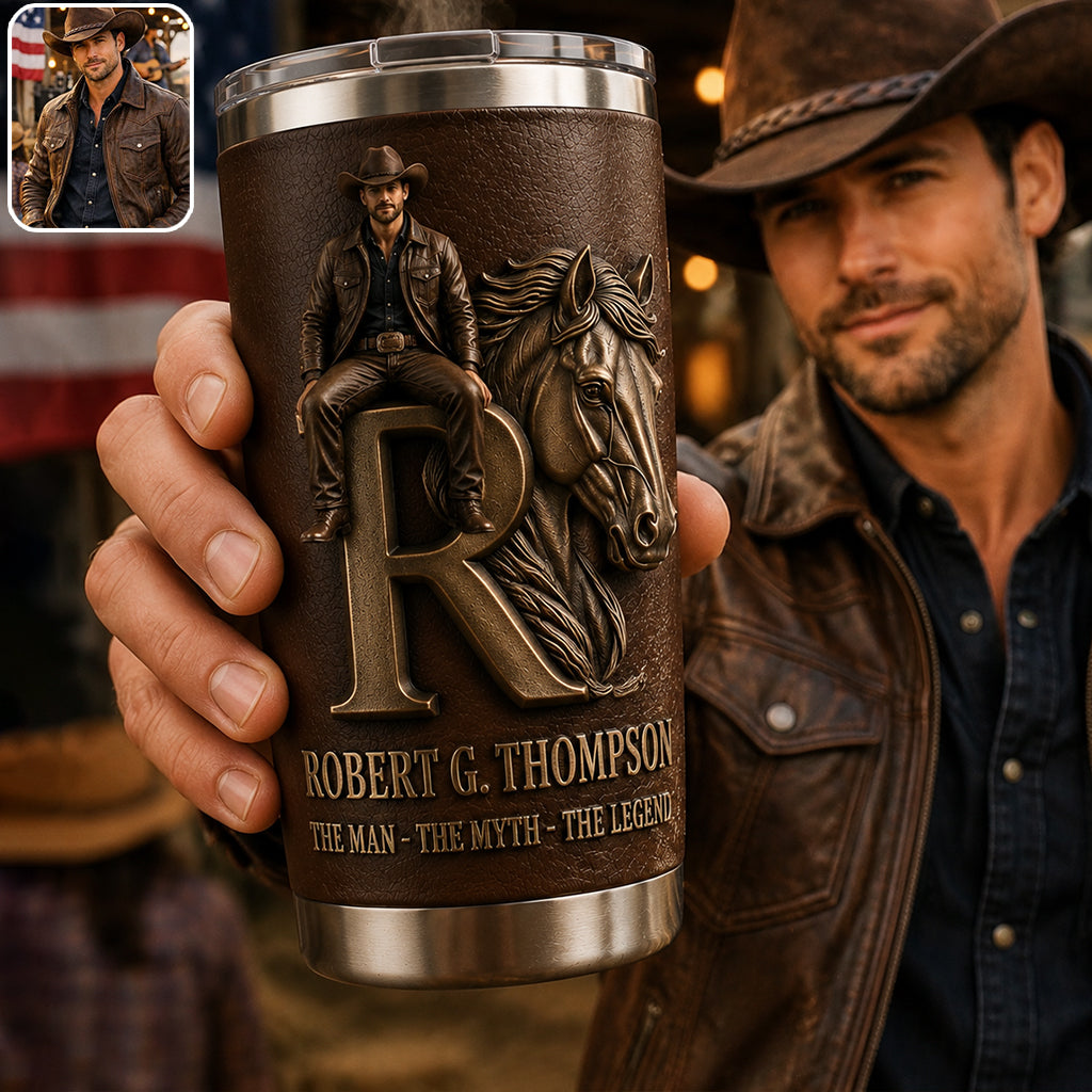 Initial Letter Gift For Husband, Dad, Boyfriend - Personalized Real Men Tumbler