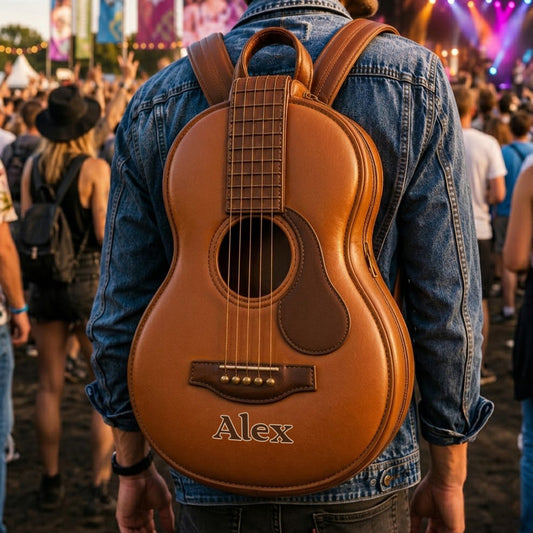 Love Guitar - Personalized Guitar Changeable Leather Patch Backpack