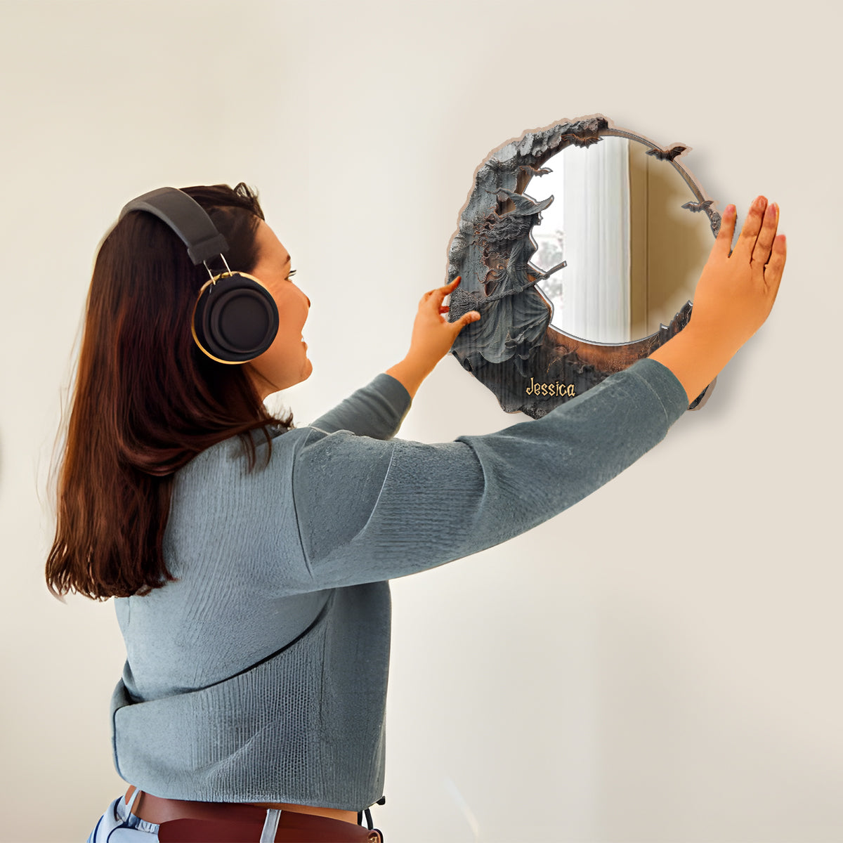 The Witch Is In - Personalized Witch Wall Hanging Mirror