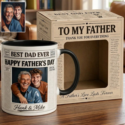 The Father NewPapers - Personalized Father Accent Mug With Gift Box