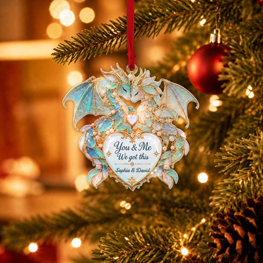 Merry Christmas - Personalized Dragon Custom Shape Glass Ornament