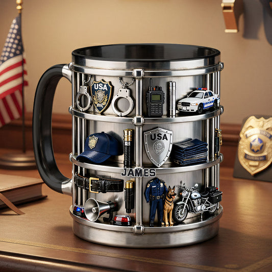 Serve And Protect - Personalized Police Officer Accent Mug & Coaster