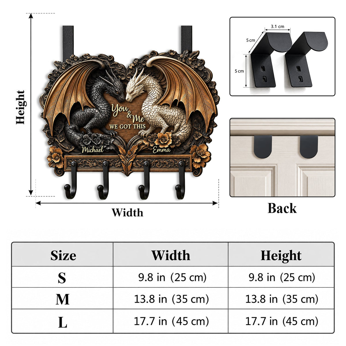 You & Me We Got This - Personalized Dragon Metal Door Hooks