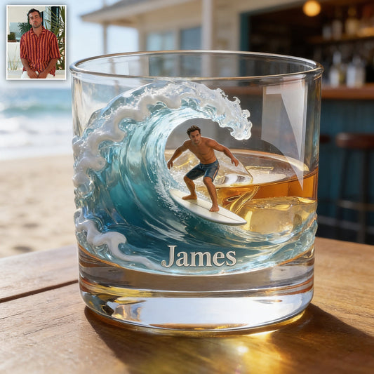 Love Surfing - Personalized Surfing Whiskey Glass