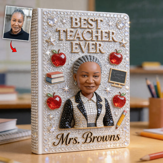 Teacher Notebook Custom From Photo - Personalized Teacher Leather Journal