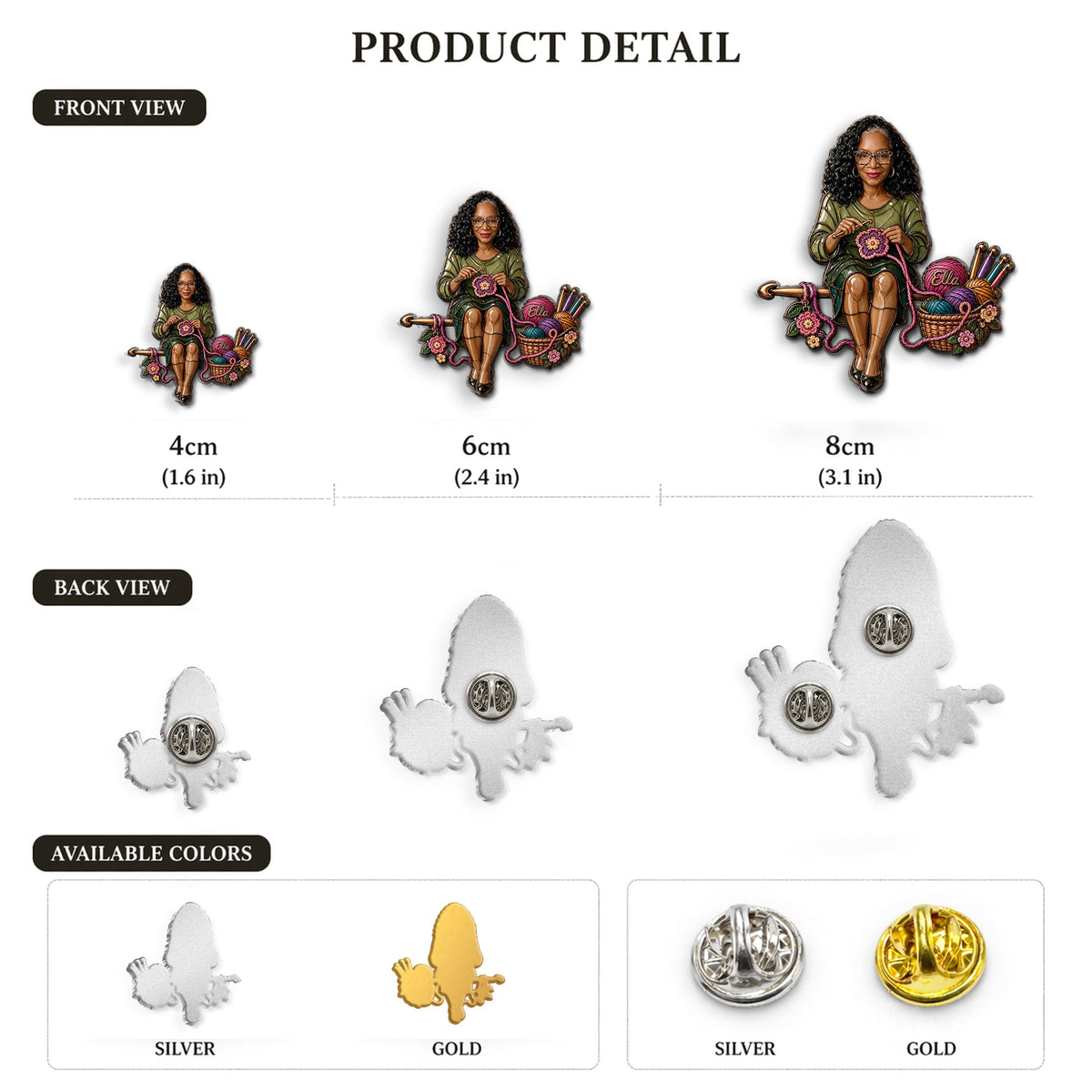 Love Crocheting - Personalized Crocheting 3D Embossed Enamel Pin