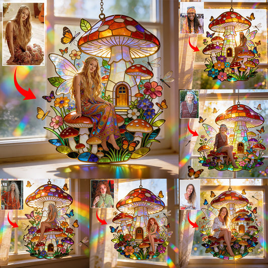 Mushroom Hippie Style - Personalized Mushroom Window Hanging Suncatcher Ornament