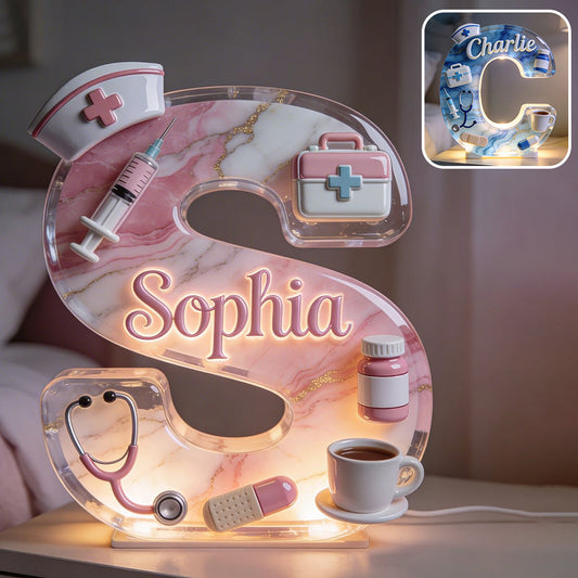 Medical Worker Alphabet - Personalized Nurse Acrylic LED Night Light