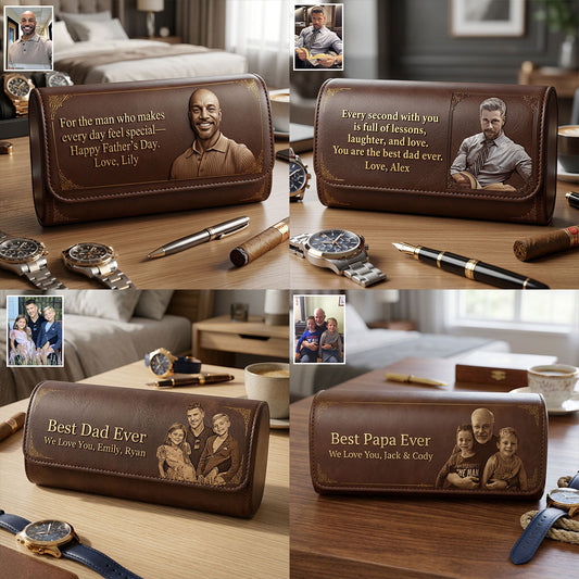We Love You - Personalized Father Leather Watch Case
