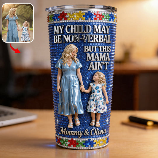 Sparkling Blue Puzzle - Personalized Autism Awareness Tumbler