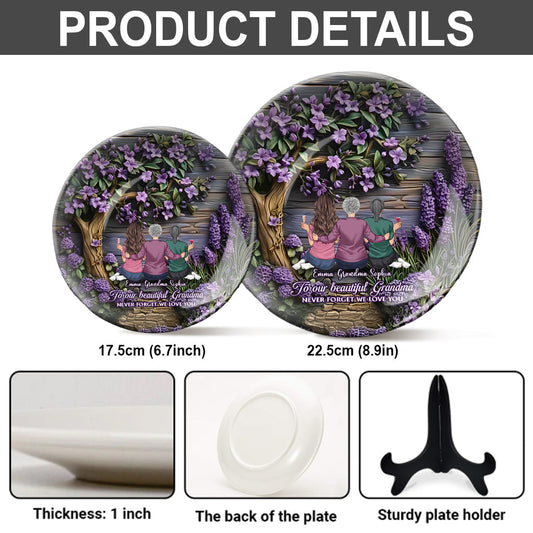 To Grandma Mother Never Forget We Love You - Personalized Grandma Ceramic Round Plate