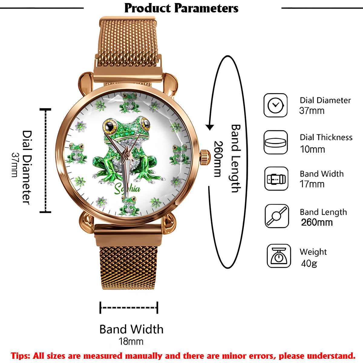 Love Frogs - Personalized Frog Women Hand Watch