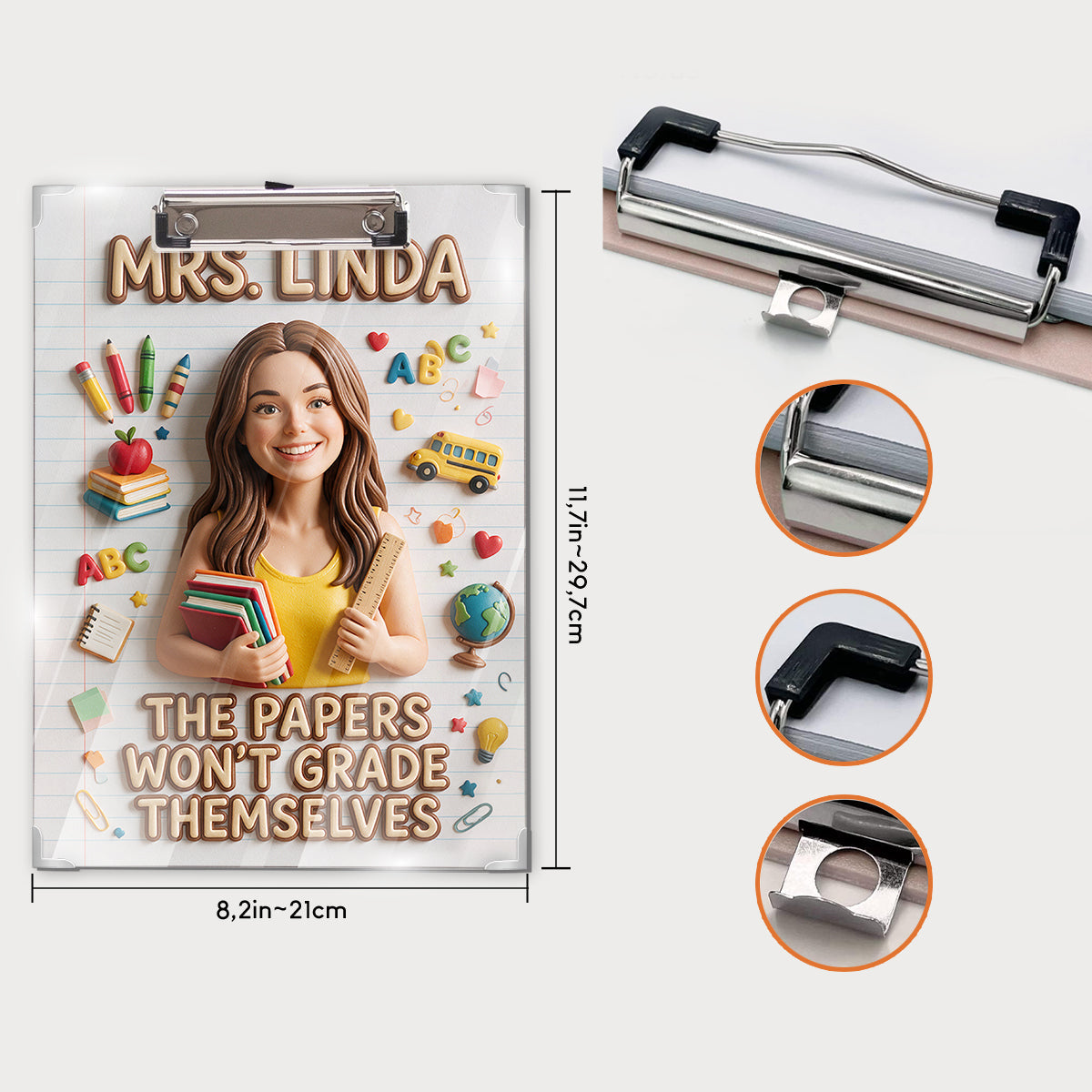 The Papers Won’t Grade Themselves - Personalized Teacher Clipboard