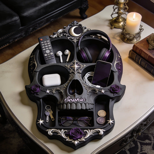 Scary Night - Personalized Skull Wood Tray
