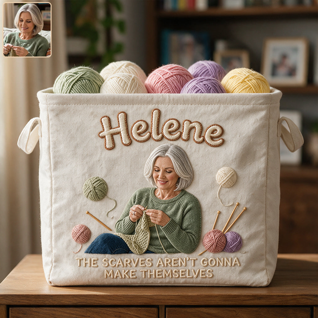 The Scarves Aren't Gonna Make Themselves - Personalized Knitting Rectangle Storage Basket