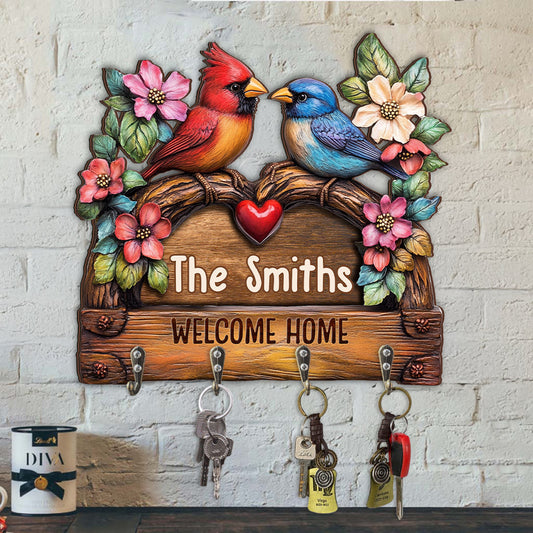 Welcome Home - Personalized Family Custom Shaped Key Rack