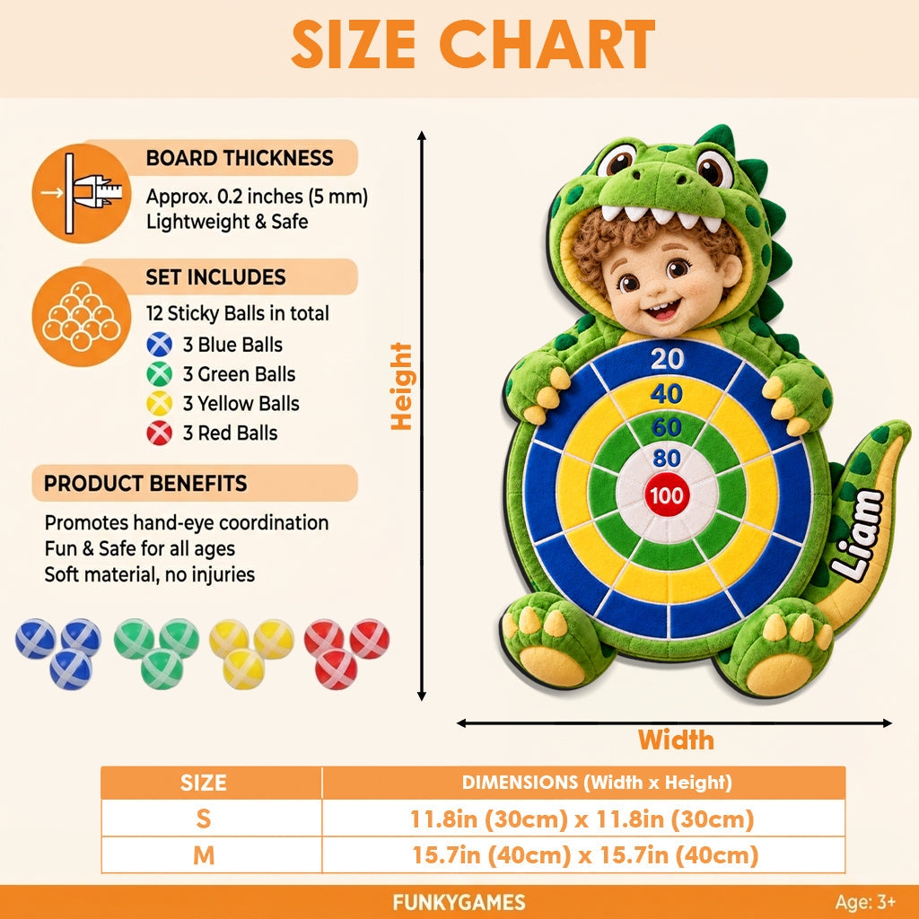 Custom Any Photo - Personalized Kid Sticky Ball Dart Board Set