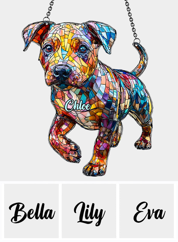 Love Pitbulls - Personalized Pitbull Window Hanging Suncatcher Ornament