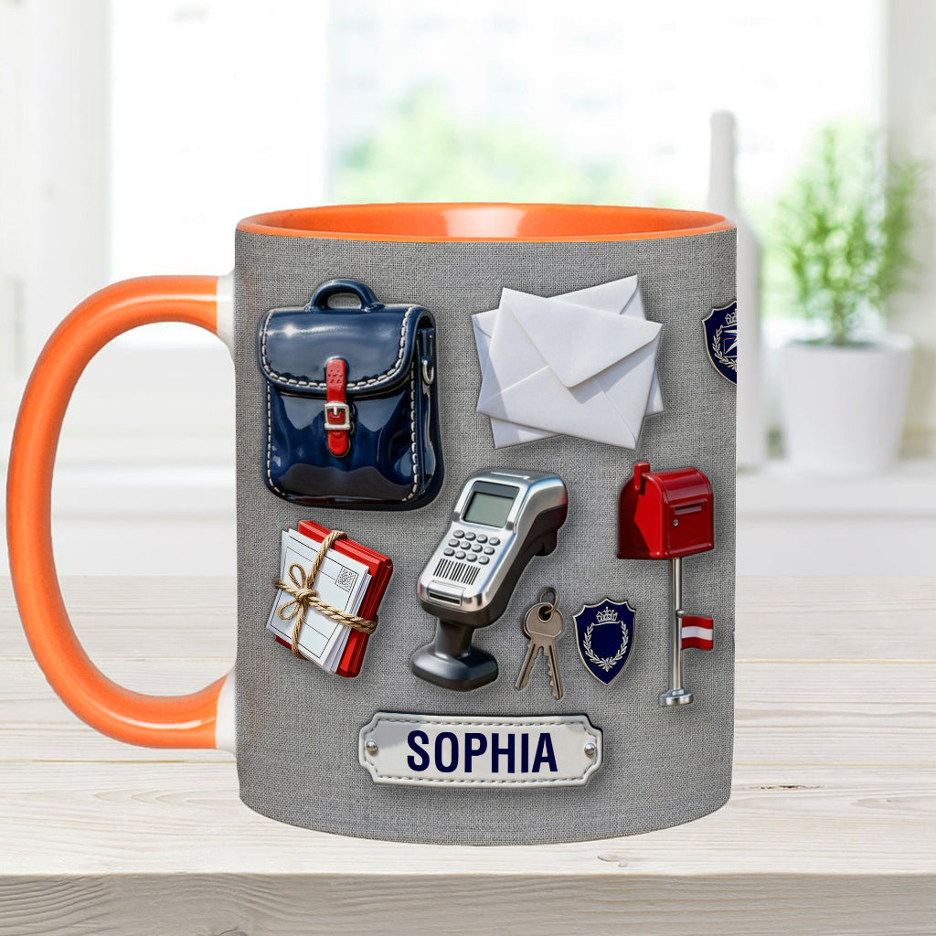 World Okayest Postal Worker - Personalized Postal Worker Accent Mug & Coaster