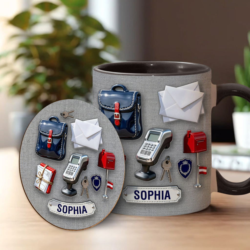 World Okayest Postal Worker - Personalized Postal Worker Accent Mug & Coaster