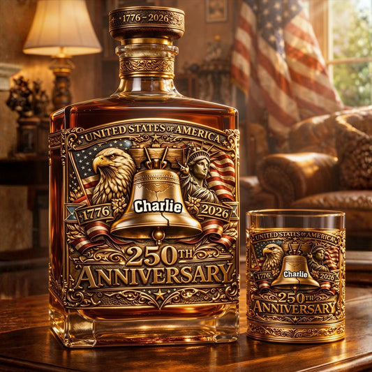 USA 250th Anniversary - Personalized Whisky Whiskey Decanter Set