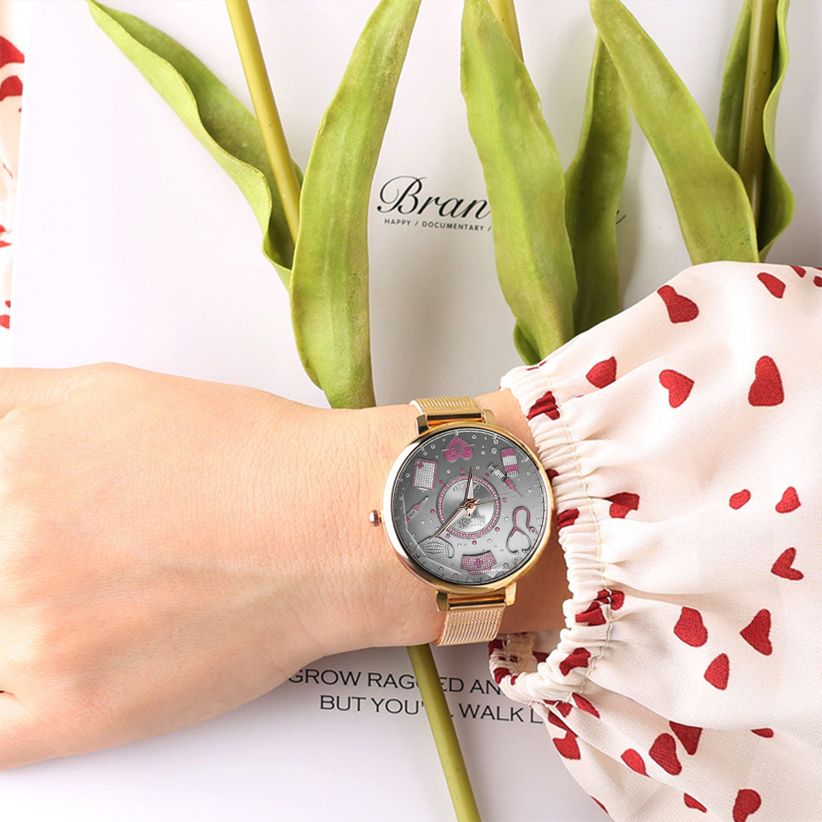 Love Nurse Life - Personalized Nurse Women Hand Watch With Strap Charms