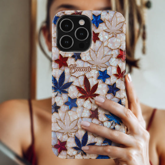 Red White Blue Magic Leaf - Personalized Weed Full Print Phone Case