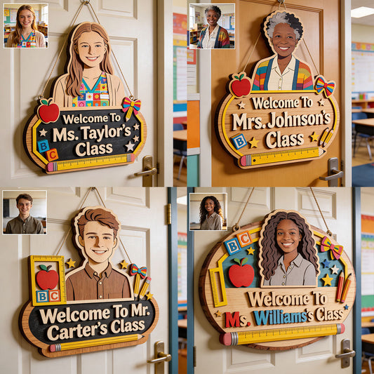 Welcome to Teacher Class - Personalized Teacher 2 Layered Wood Sign / Wood Plaque