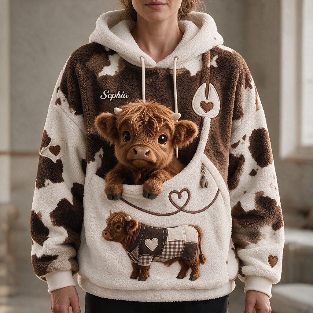 Love Highland Cows - Personalized Highland Cow Fleece Hoodie