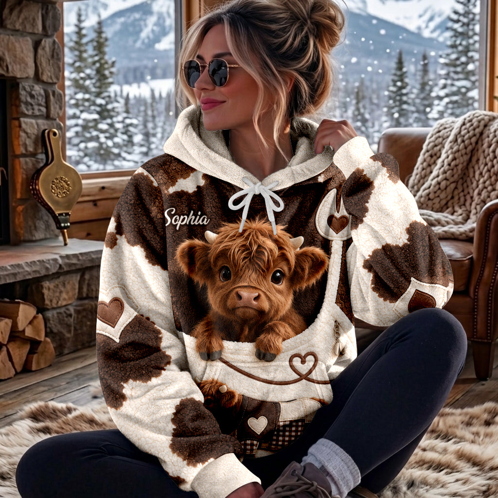 Love Highland Cows - Personalized Highland Cow Fleece Hoodie